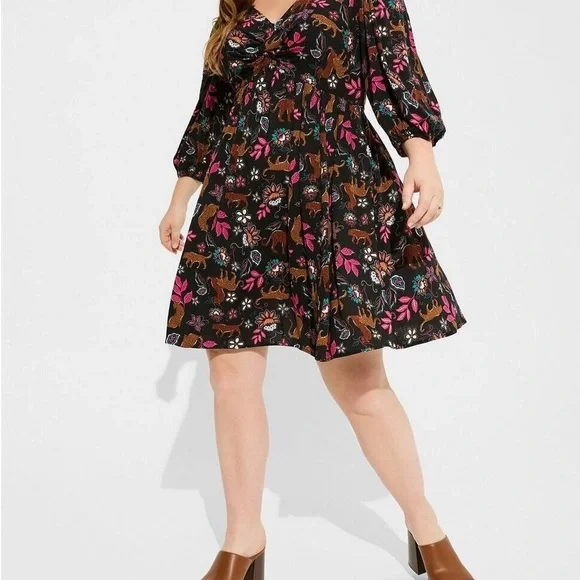 Torrid Black Floral Long Sleeve Dress - Picture 5 of 6